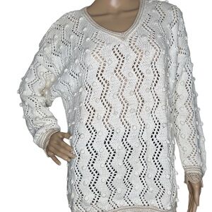 Vintage Express Tricot handknit sweater with should pads Medium